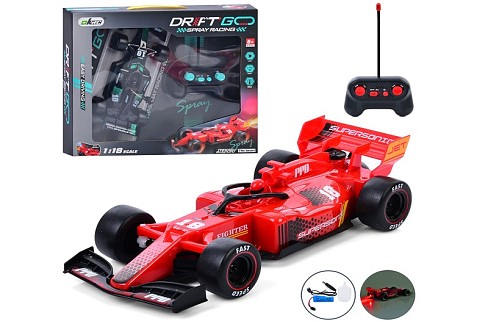 Машина KM663-6 (18шт) р/к, 22см, 1:18, акум, USB-зарядне, гоночна, світло, пара/дим, 2 кольори, в ко