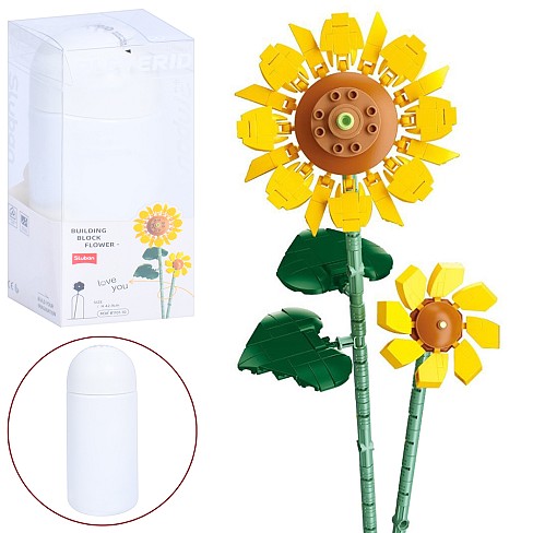 Конструктор SLUBAN M38-B1101-10 (32шт) квіти (соняшник), 42,9см, колба, в кор-ці/слюда, 9,5-22-9,5см