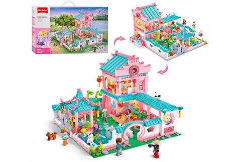 Конструктор SLUBAN M38-B1116 (6шт) будиночок (вілла), 1092дет, фігурки, в кір-ці, 62-42,5-9см