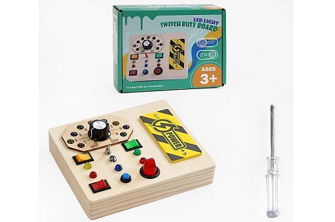 Бізіборд C 61732 (48)  18*11*4,5см, підсвічування, 7 перемикачів, викрутка, на батарейках, в коробці