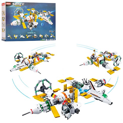 Конструктор SLUBAN M38-B0732 (12шт) космічна станція, 512дет, в кор-ці, 47,5-33-7см