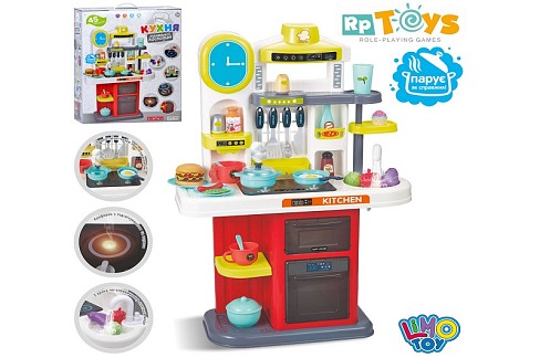 Кухня 16911A (6шт) 51-20-в76см, плита, пара, звук,світло, духовка, мийка-ллється вода(механ), посуд,