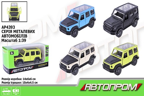 Машина мет. АВТОПРОМ  арт. AP4393 (96шт/2) 1:43,4 кольори, відкр.двері, короб.14*6*6см