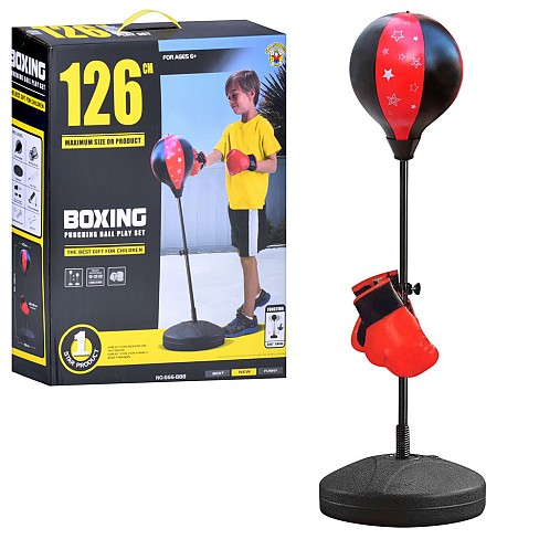 Боксерський набір MR 1127 (6шт) груша (24см), на стійці (метал) 90см/126см, рукавиці 2 шт 22см, насо