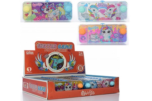 Гра водяна 2586B-F24 Упак24шт(192шт) 16см, єдиноріг, 24шт(4види) в дисплеї, 35-7,5-27см