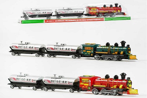 Потяг 538-2 Y (60/2) 2 кольори, інерція, локомотив та два вагони, в слюді