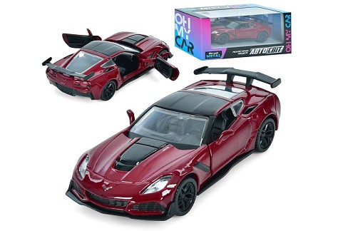 Машина AS-3022 (24шт) АвтоСвіт, 1:39, 2019 Corvette ZR1, метал, інерц, 12см, відчиняются двері, гумо