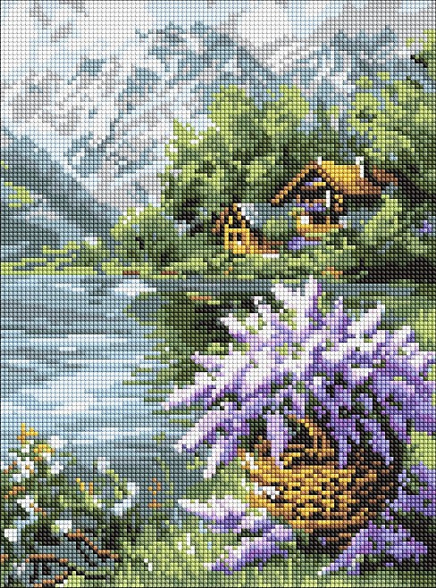 Набір з алмазною мозаїкою Бузковий кошик" 30х40см  AMO8098"