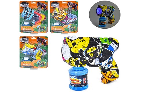 Мильні бульбашки YD6702A (36шт) пістолет/бластер, 16,5см, світло, запаска 7см, мікс видів, на бат-ці