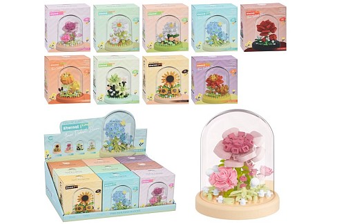 Конструктор 7414-7422 (72шт) квіти у колбі, 6-6-7,8см, від 161дет, в кор-ці, УПАК9штв дисплеї,