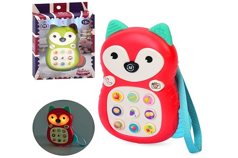 Телефон мобільний 8264 (48шт) 13см, музика, звук(англ), світло, навчальний(цифри, фрукти/ягоди), 2 р