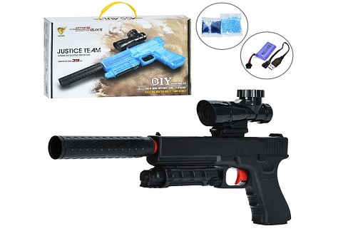 Пістолет G910A (18шт) акум, 39см, стріляє водяними кулями, USBзарядне, в кор-ці, 34,5-21-5см