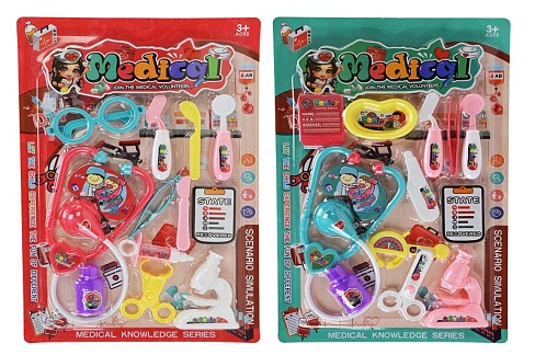 Лікар набір арт. LY3009 (120шт/2)   мікс 2 кольори, стетоскоп, шприц планш. 30*20*3см