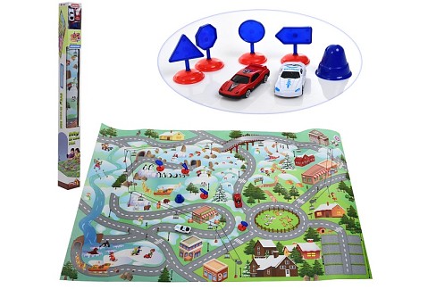 Гра 019A-30C (36шт) килимок 80-120см, машинки 2шт, 6,5см, кор, 95-8-8см