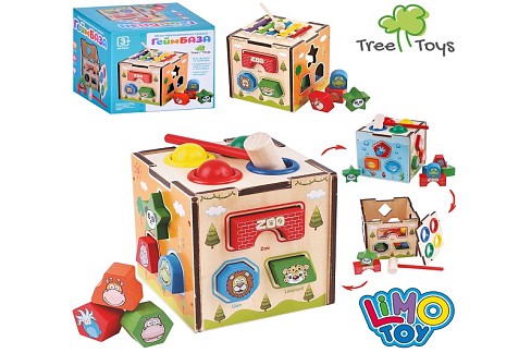 Дерев'яна іграшка Центр розвиваючий MD 0840 (24шт) 15-14-15см, сортер, фігурки, 2 види(ксилофон, сту