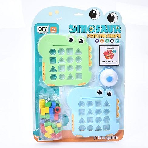 Гра 1137 (60шт) настільна гра, навчальна, 2 ігрових поля (динозавр), геом.фігури, картки, дзвоник, 2