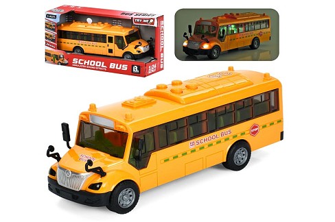 Автобус 98056A (24шт) інерц, шкільний автобус, 20см, 1:24, звук, світло, відчиняються двері, гумові