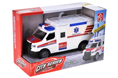 Машина інерційна RJ9819A Швидка допомога" озвучена, зі світлом, в коробці р.23x10,5x15 см YG Toys"