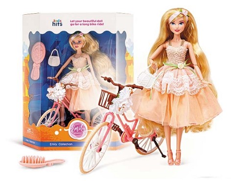 Лялька арт. KH23/022 (24шт/2)  Emily Romantic з велосипедом короб. 30*34*10  см