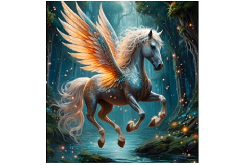 Набір для творчості YG0302 (120шт) алмазна мозаїка/діамантова мозаїка, 20-30см, пегас, чарівний ліс,