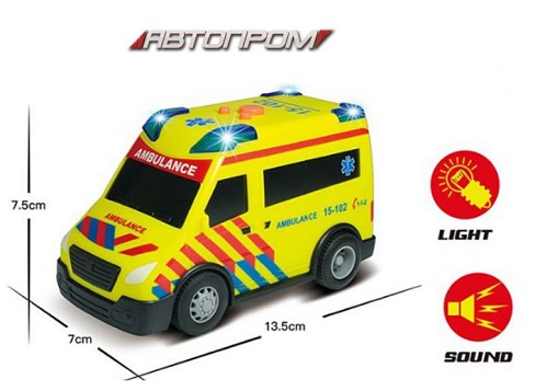 Машина АВТОПРОМ арт. 7998 (48шт) батар. світ., звук, короб.18*10,5*8,5см