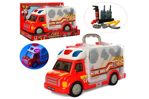 Машинка 661-175 (18шт)  інструм. (набір пожежника), муз., світло, бат., кор., 35,5-22,5-14,5 см.