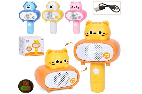 Мікрофон C575-09-10-11-12-B (18шт) 2в1(колонка) 20см, акум/на бат-ці, USBзарядне, звук(англ), Blueto