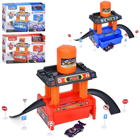 Гараж 660-S100-101 (24шт) автомийка, ллється вода, машинка 7см-міняє колір, дорожні знаки, 24дет, 2