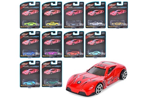 Машина MZ919-1 (192шт)6,5см,метал, 12 видів, на листі 18-11,5-3,5см