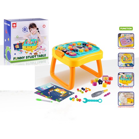 Гра 835 (18шт) столик, 29,5-29-24,5см, ігрова панель двостороння, картки, сортер, годинник-тріскачка