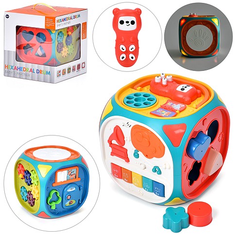 Гра N6108 (12шт) куб, 20,5см, развиваючий, шестерні, піаніно, барабан, музика, звук(англ), звуки тва