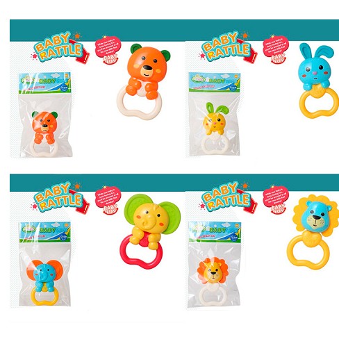 Брязкальце 6101-2-3-4 (360шт) тварина, 11см, прорізувач, 4 види, у пакеті, 13-19-3см