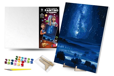 Набір для розпису по номерах QB900-023 Чумацький шлях" 40х50см qbee З фарбами металік"