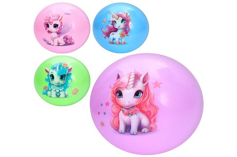 М'яч дитячий MS 4407 Упак6шт(144шт) 9 дюймів, 57-60г, принт-єдиноріг, мікс видів/4 кольори
