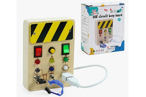 Бізіборд C 64835 (96) 9*6*13см, підсвічування, ключі, перемикачі, usb роз’єм, викрутка, в коробці