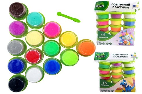 15 кольорів ТМ Lovin Набір для ліплення з повітряним пластиліном в стаканчиках  Ок7000219
