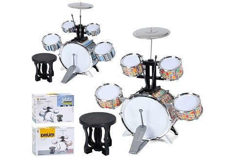 Барабан 1675T-2033T (9шт) барабанна установка, 59-34-в67см, барабан 5шт, тарілка, стільчик, 2 види,