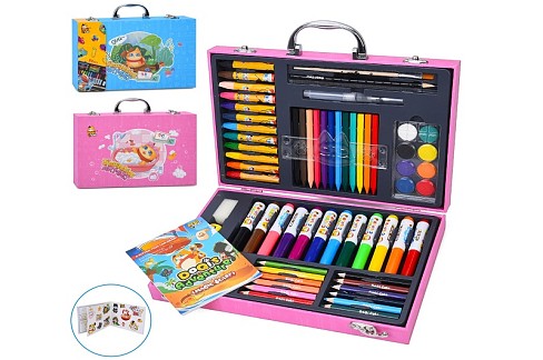 Набір для творчості MK 5776-90 (12шт) фломастери, олівці, воск.крейда, акв.фарби, лінійка, 90пр, 2 в