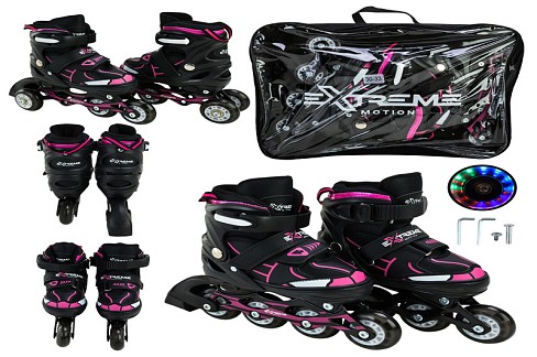 Роликові ковзани арт. RL25427 (6шт)  розмір S (30-33) колеса PU 1 світло у сумці 38*7*31 см