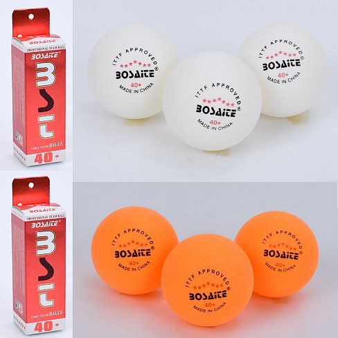 Тенісні кульки MS 4184 (120шт) набір 3шт, 40мм+, 2 кольори, у кор-ці, 4-15-4см