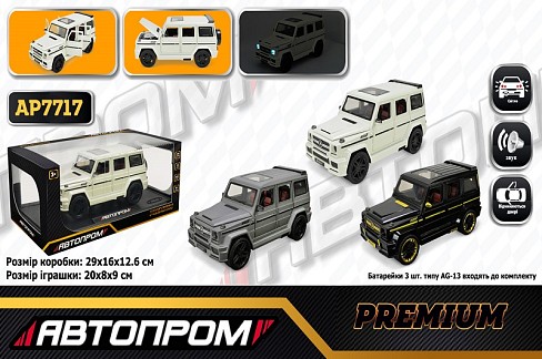 Машина мет. АВТОПРОМ арт. AP7717 (12шт) 1:24,3 кольори,батар, світ., звук, двері відкр., короб.29*16