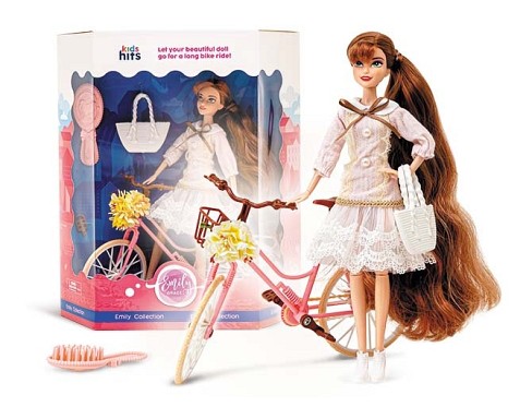 Лялька арт. KH23/019 (24шт/2)   Emily Romantic з велосипедом короб. 30*34*10  см