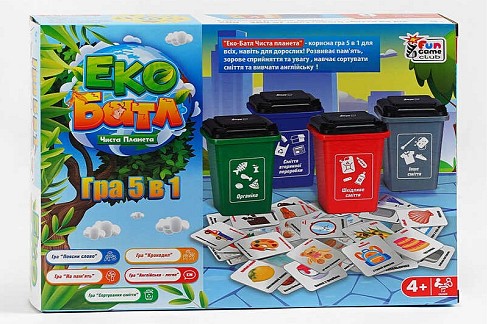 Настільна навчальна гра Еко Батл. Чиста планета" 25045 (18) "4FUN Game Club", 5 варіантів гри, в ко"