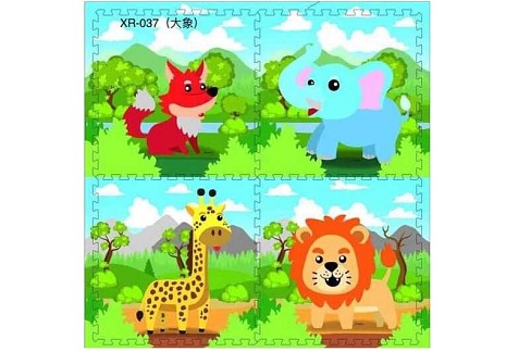 Килимок-пазл M 20355 (15) 4 м`які елементи, матеріал: EVA, розмір пазла:61x61х1 см, в плівці