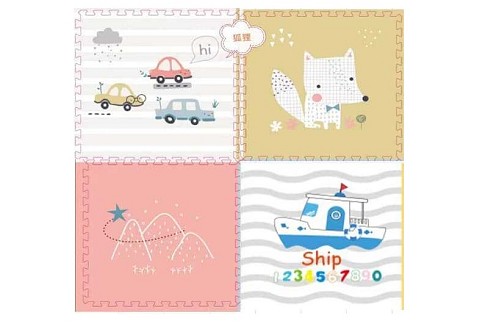 Килимок-пазл M 20353 (15) 4 м`які елементи, матеріал: EVA, розмір пазла:61x61х1 см, в плівці