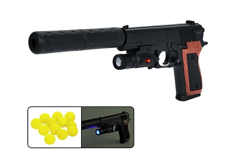 Пістолет SP-3B+ (72шт) 31см, пластикові кулі, світло, на бат(табл), у пакеті, 15,5-22-3см