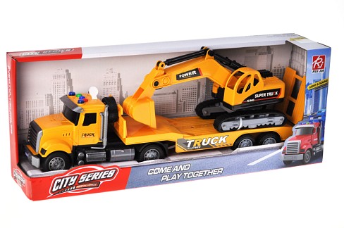 Машина автовоз RJ6674-4 з екскаватором, інерційна, озвучена, зі світлом, в коробці р.44,6x10x16,6 см