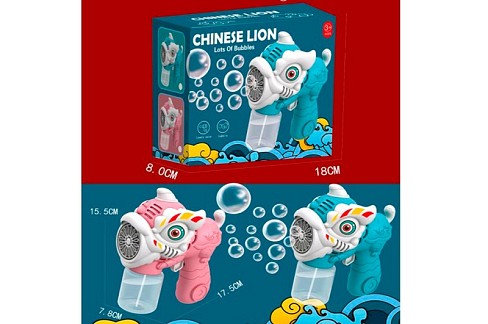 Мильні бульбашки SR8702 (48шт) пістолет-дракон, 16см, світло, запаска 8-3,5см, 2 кольори, на бат-ці,