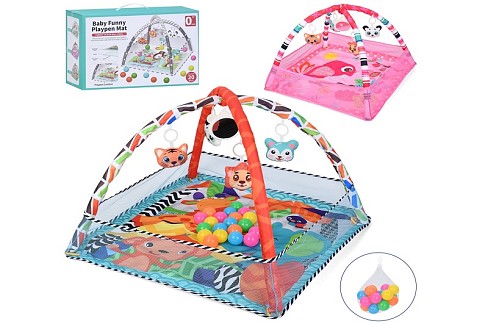 Килимок для немовляти 8711-8712 (8шт) 2в1 (манеж), 76-76-в50см, бортик 16см, дуга 2шт, підвіски 5шт