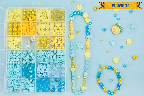 Бісер арт. PL-15/01/04 (120шт/2) патріотичні кольори,намистини, бісер, підвіски, гумова волосінь, ко